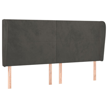 Testiera ad Orecchio GrigioScuro 163x23x118/128cm in Velluto | homemem39