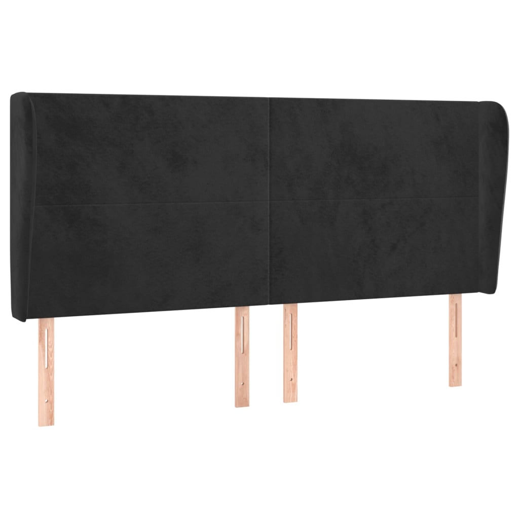 Testiera ad Orecchio Nera 163x23x118/128 cm in Velluto | homemem39