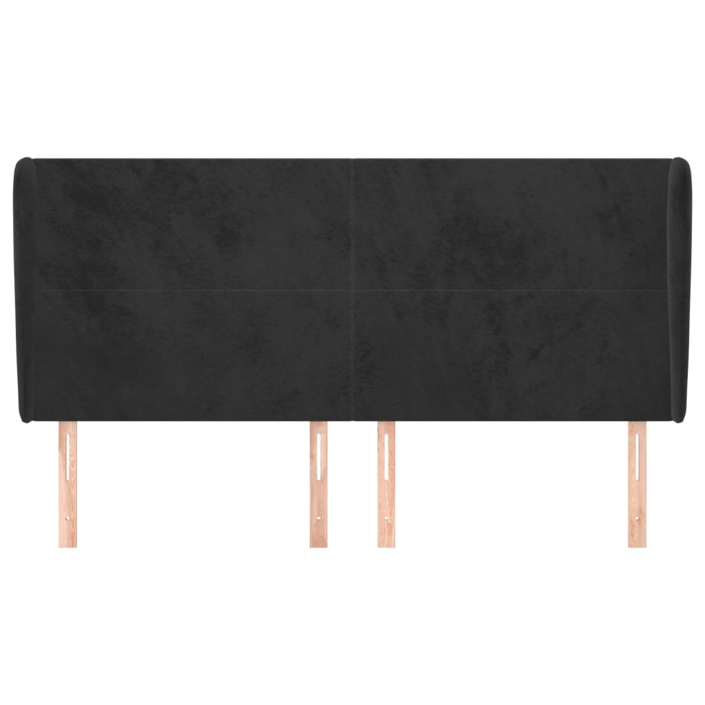 Testiera ad Orecchio Nera 163x23x118/128 cm in Velluto | homemem39