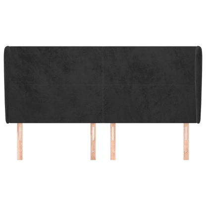 Testiera ad Orecchio Nera 163x23x118/128 cm in Velluto | homemem39