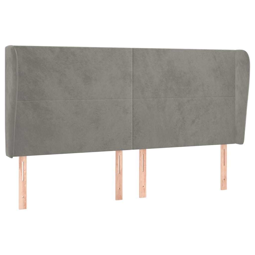 Testiera ad Orecchio Grigio Chiaro 183x23x118/128 cm in Velluto | homemem39