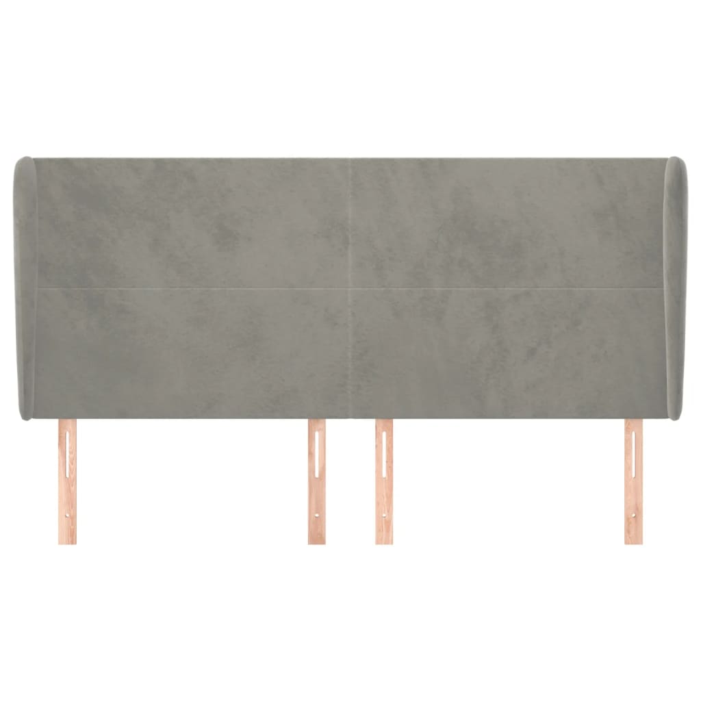 Testiera ad Orecchio Grigio Chiaro 183x23x118/128 cm in Velluto | homemem39