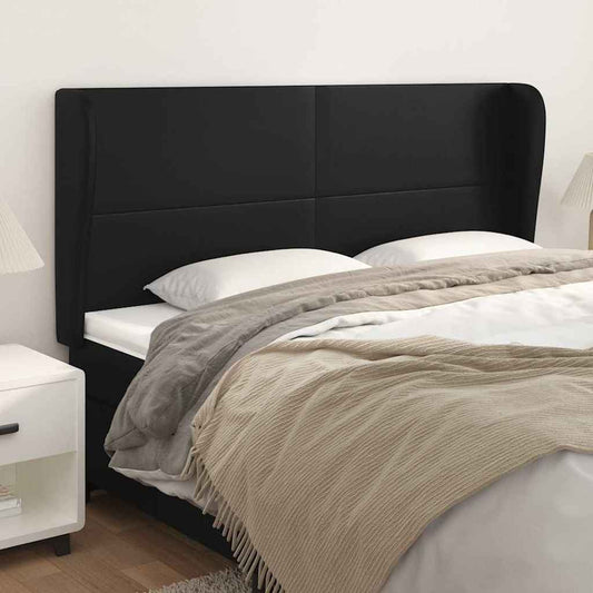 Testiera ad Orecchio Nera 163x23x118/128 cm in Similpelle | homemem39