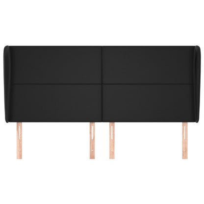 Testiera ad Orecchio Nera 203x23x118/128 cm in Similpelle - homemem39