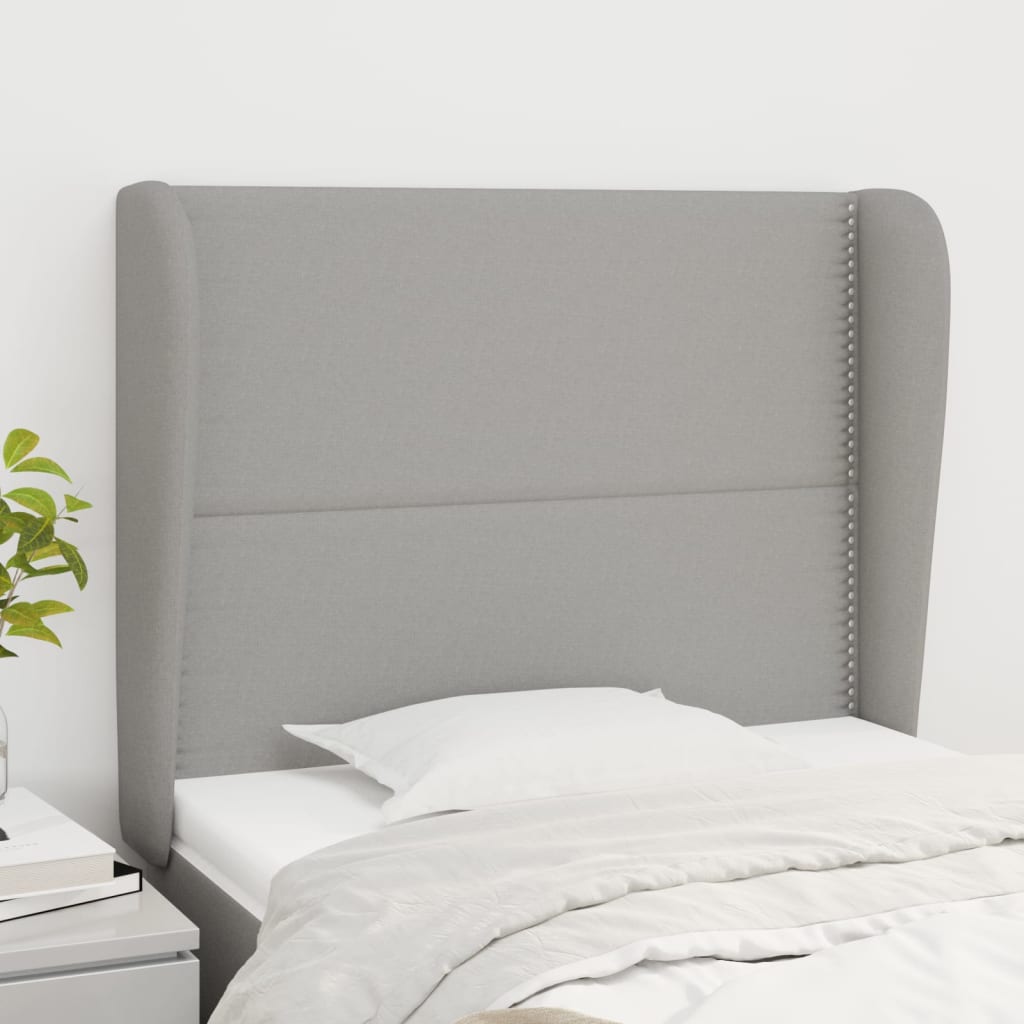 Testiera ad Orecchio Grigio Chiaro 93x23x118/128 cm in Tessuto | homemem39