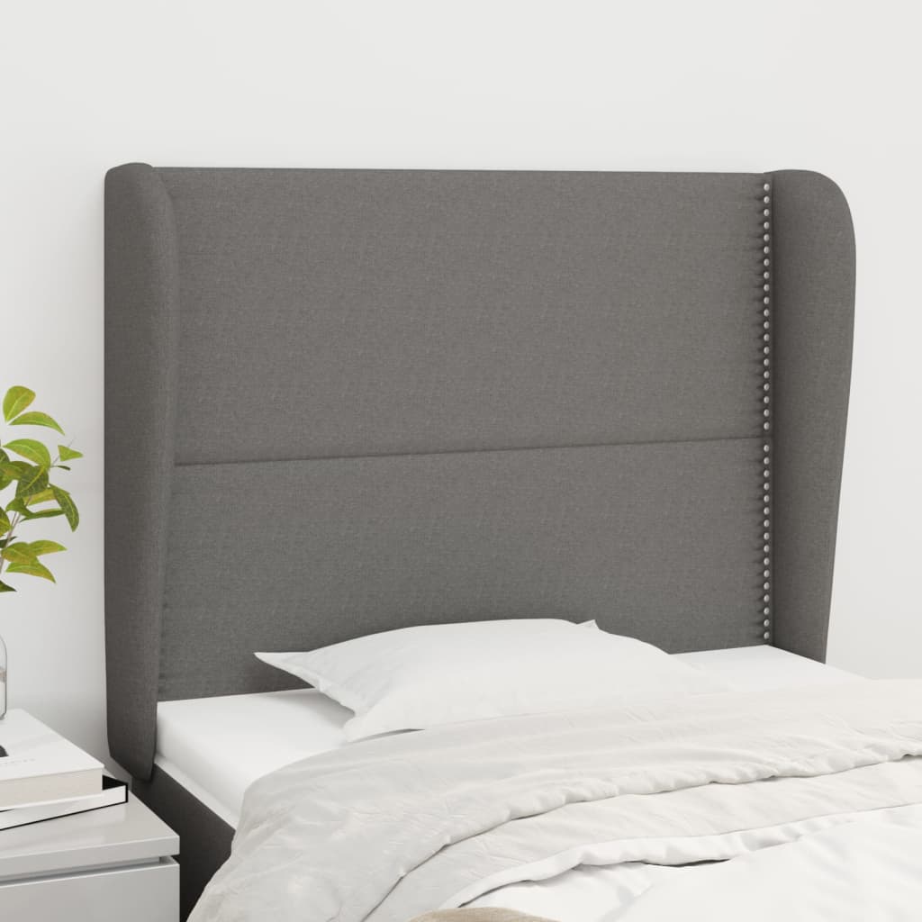 Testiera ad Orecchio Grigio Scuro 93x23x118/128 cm in Tessuto | homemem39