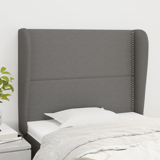 Testiera ad Orecchio Grigio Scuro 93x23x118/128 cm in Tessuto | homemem39
