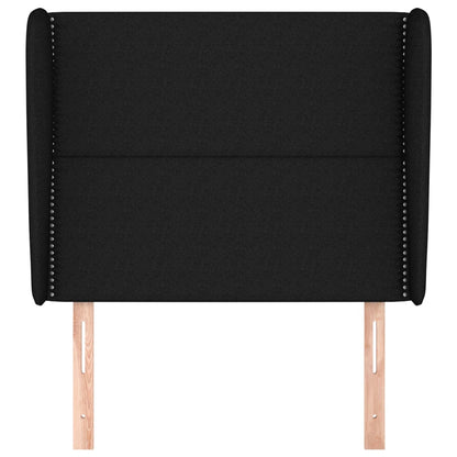 Testiera ad Orecchio Nera 93x23x118/128 cm in Tessuto | homemem39