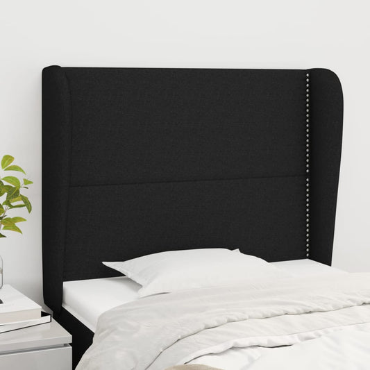 Testiera ad Orecchio Nera 103x23x118/128 cm in Tessuto | homemem39