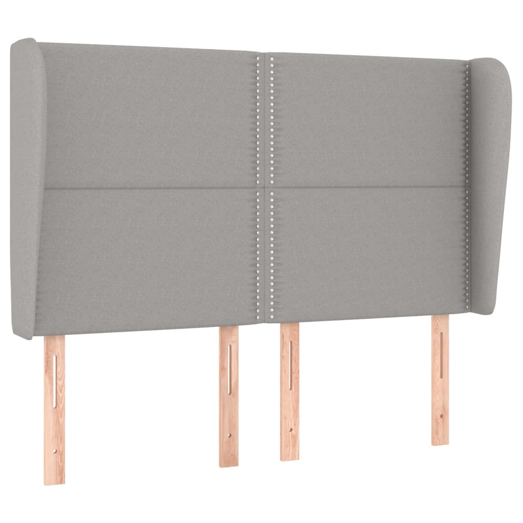 Testiera ad Orecchio Grigio Chiaro 147x23x118/128 cm in Tessuto - homemem39