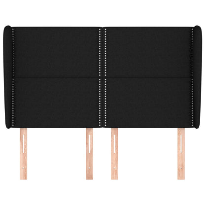 Testiera ad Orecchio Nera 147 x 23 x 118/128 cm in Tessuto - homemem39