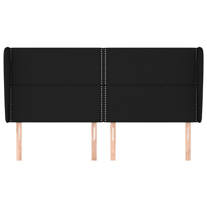 Testiera ad Orecchio Nera 163x23x118/128 cm in Tessuto