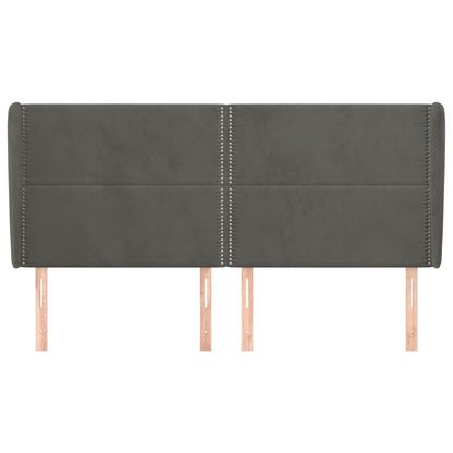Testiera ad Orecchio GrigioScuro 163x23x118/128cm in Velluto