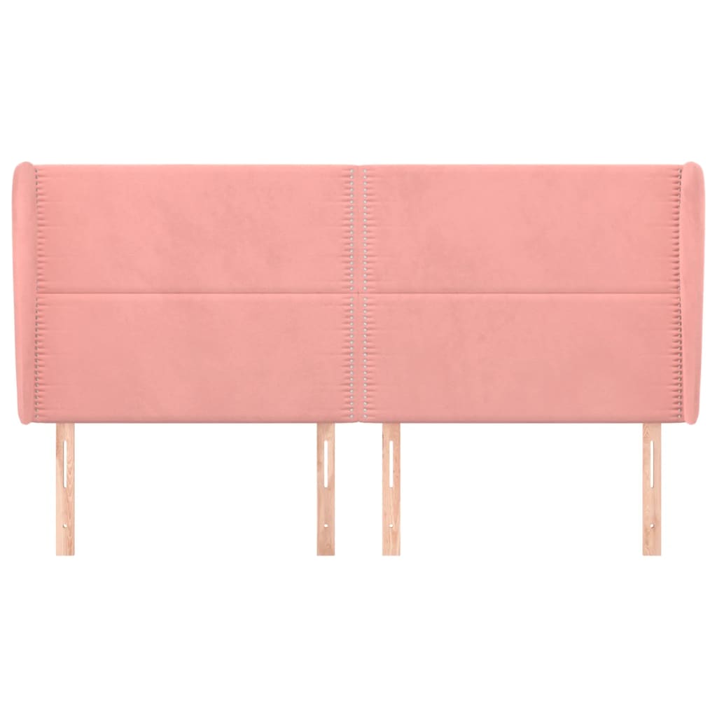 Testiera ad Orecchio Rosa 163x23x118/128 cm in Velluto