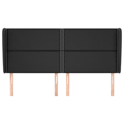 Testiera ad Orecchio Nera 203x23x118/128 cm in Similpelle