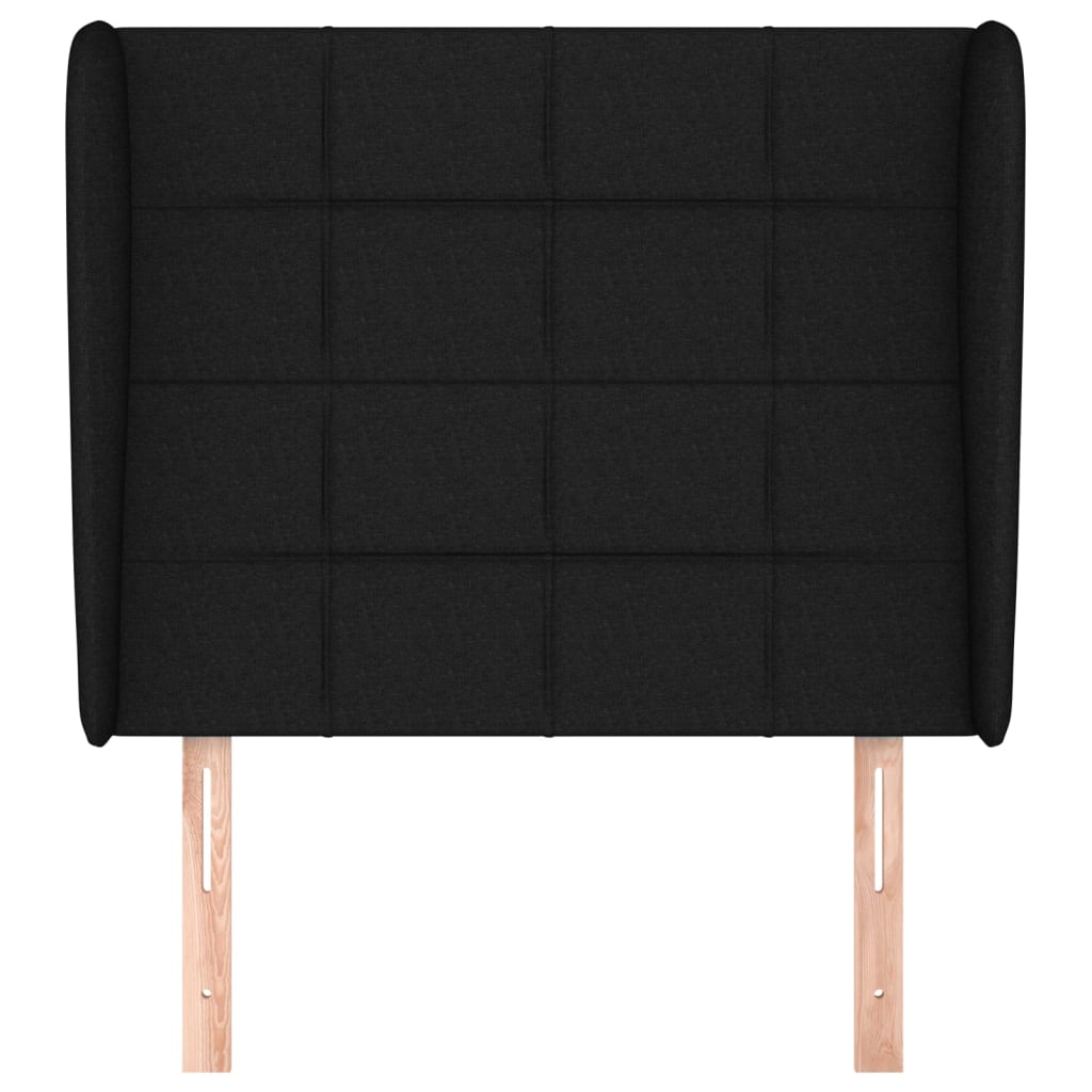 Testiera ad Orecchio Nera 83x23x118/128 cm in Tessuto