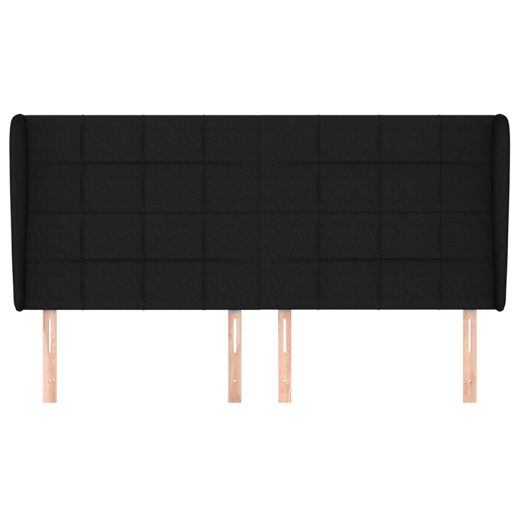 Testiera ad Orecchio Nera 183x23x118/128 cm in Tessuto