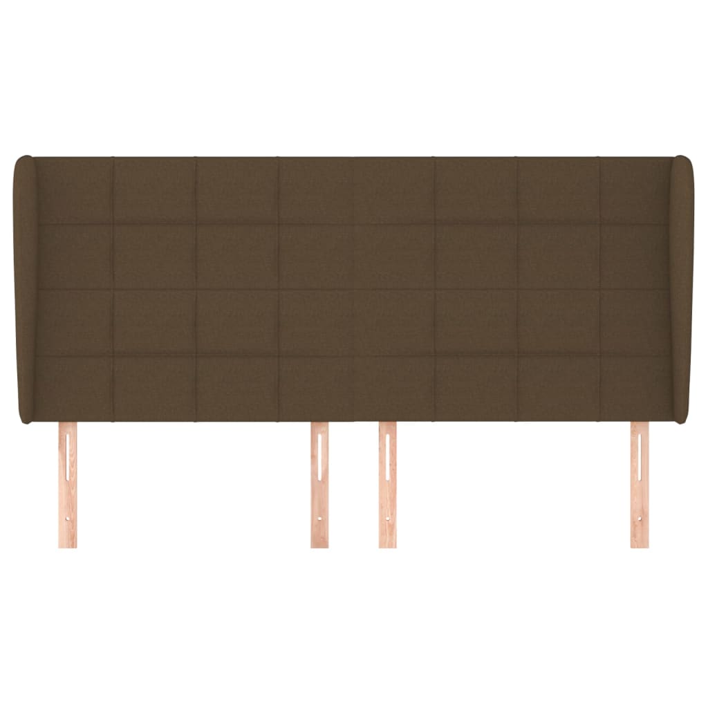 Testiera ad Orecchio Marrone Scuro 203x23x118/128 cm in Tessuto