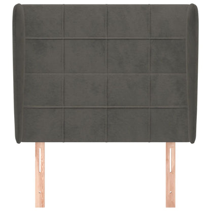 Testiera ad Orecchio Grigio Scuro 93x23x118/128 cm in Velluto