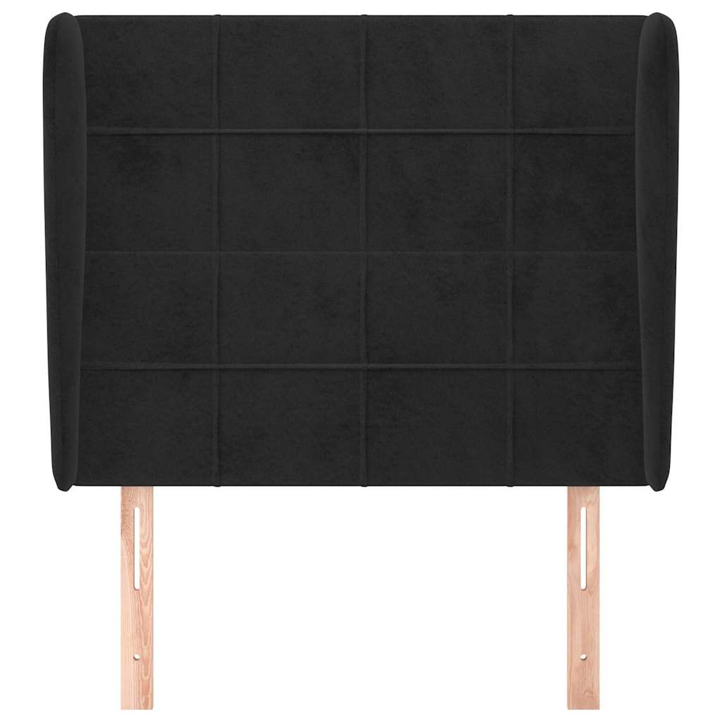 Testiera ad Orecchio Nera 93x23x118/128 cm in Velluto