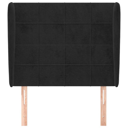 Testiera ad Orecchio Nera 93x23x118/128 cm in Velluto