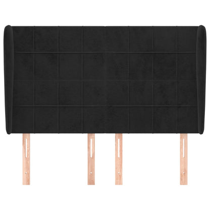 Testiera ad Orecchio Nera 147 x 23 x 118/128 cm in Velluto