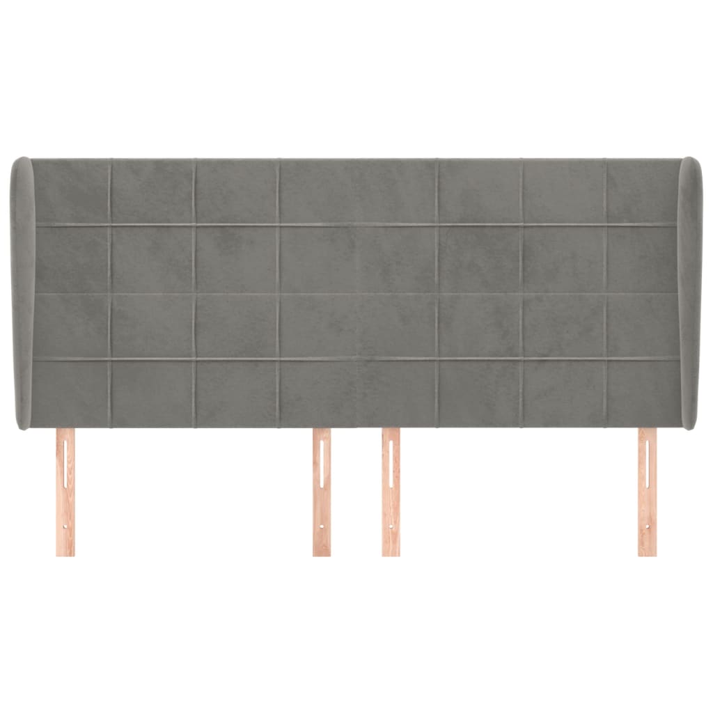 Testiera ad Orecchio Grigio Chiaro 163x23x118/128 cm in Velluto