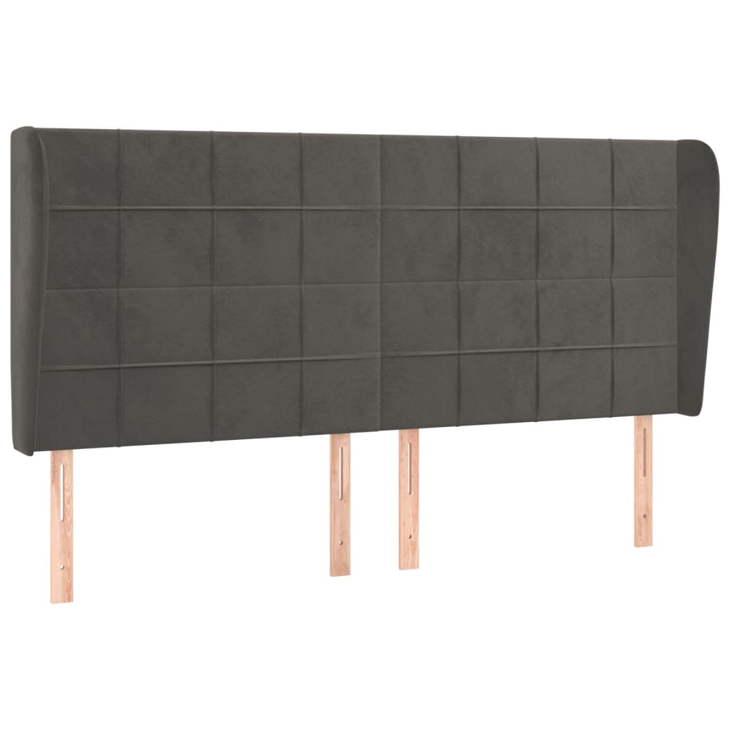 Testiera ad Orecchio GrigioScuro 163x23x118/128cm in Velluto | homemem39