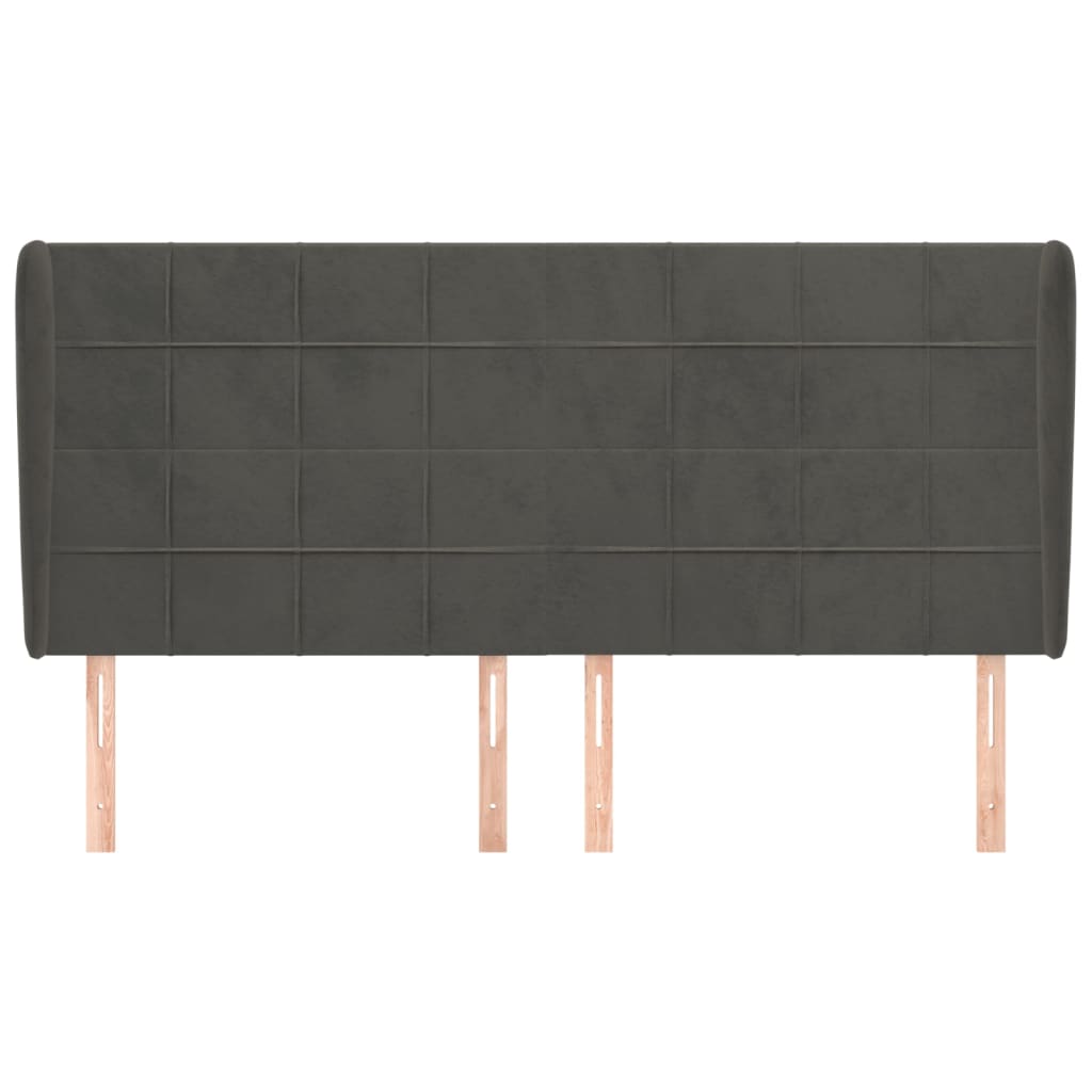 Testiera ad Orecchio GrigioScuro 163x23x118/128cm in Velluto | homemem39