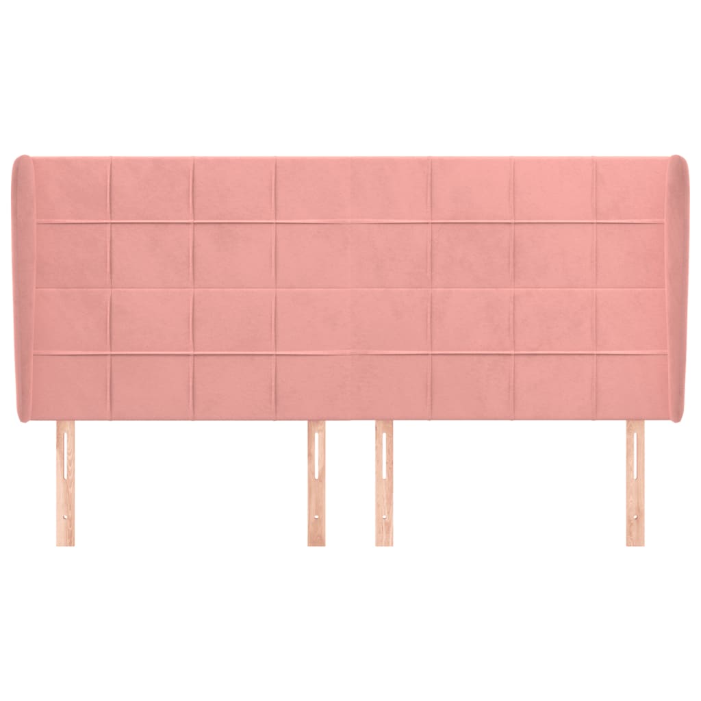 Testiera ad Orecchio Rosa 163x23x118/128 cm in Velluto