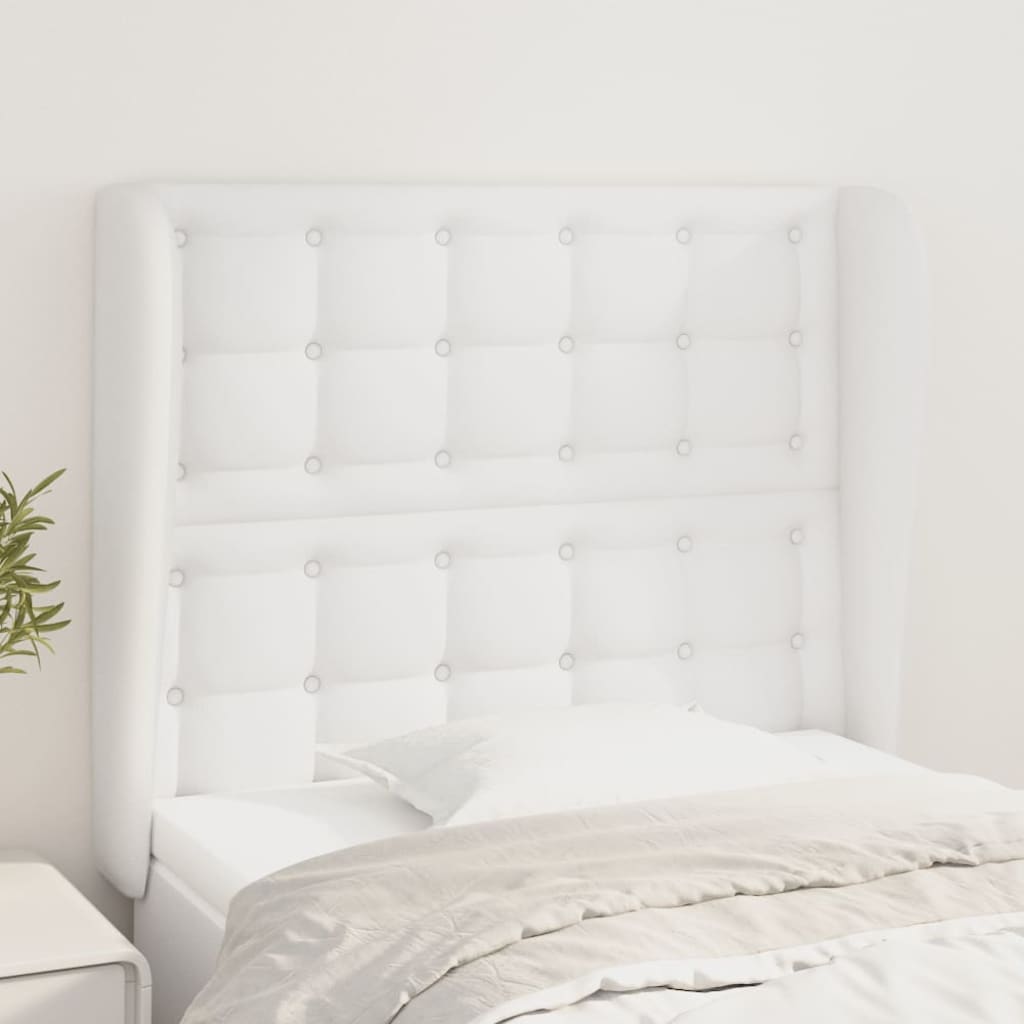Testiera ad Orecchio Bianca 83x23x118/128 cm in Similpelle | homemem39