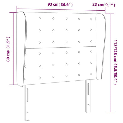 Testiera ad Orecchio Nera 93x23x118/128 cm in Similpelle