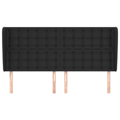 Testiera ad Orecchio Nera 203x23x118/128 cm in Similpelle