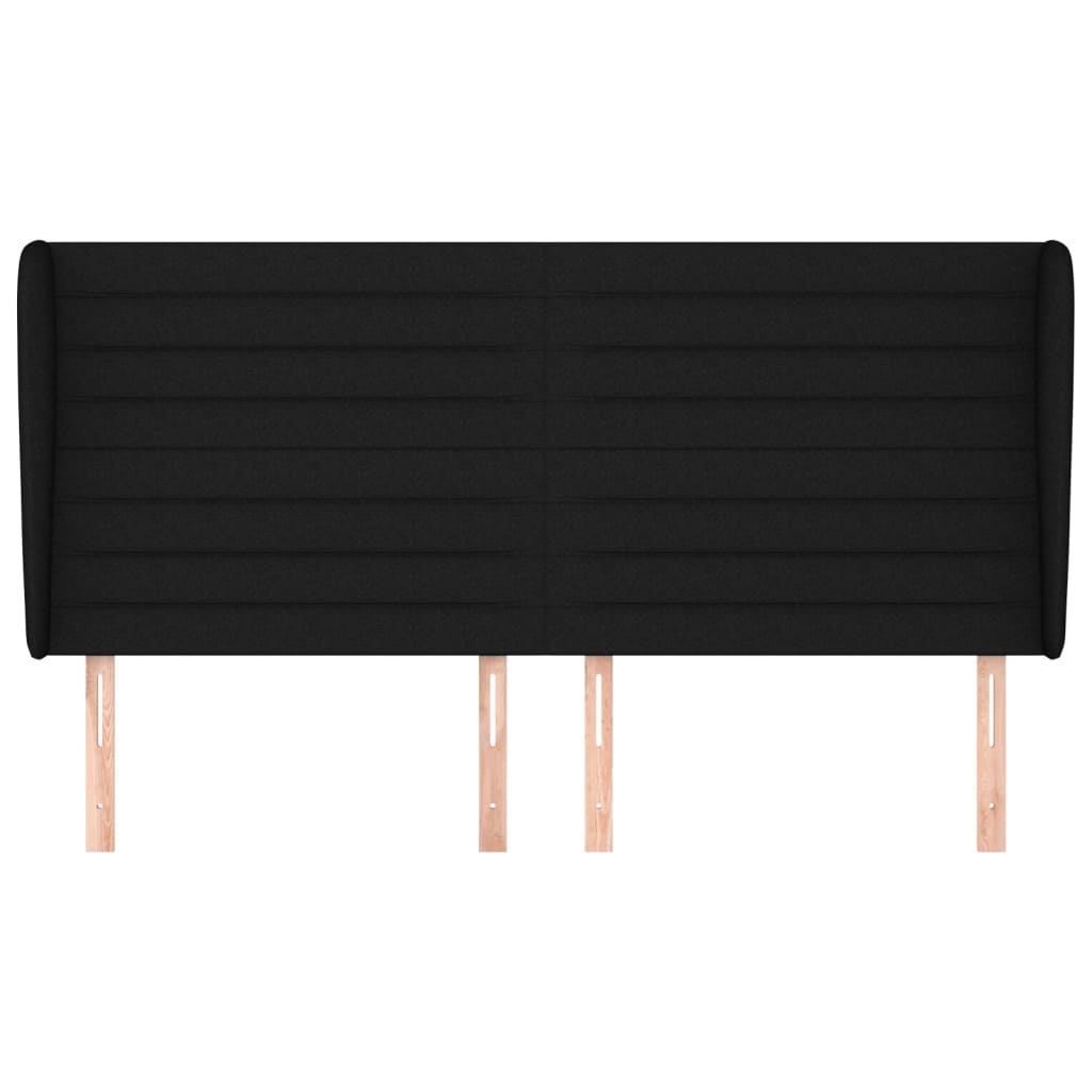 Testiera ad Orecchio Nera 183x23x118/128 cm in Tessuto