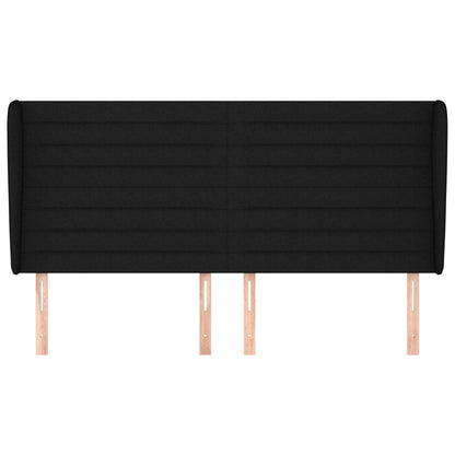 Testiera ad Orecchio Nera 183x23x118/128 cm in Tessuto