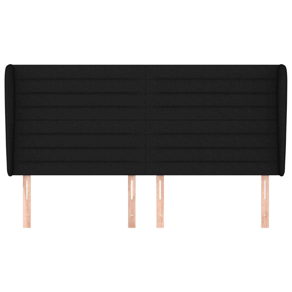 Testiera ad Orecchio Nera 203x23x118/128 cm in Tessuto