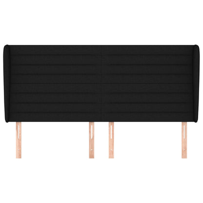 Testiera ad Orecchio Nera 203x23x118/128 cm in Tessuto