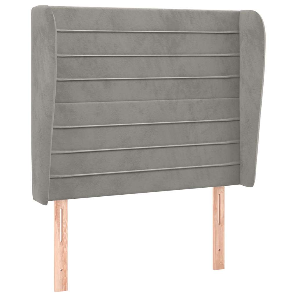 Testiera ad Orecchio Grigio Chiaro 83x23x118/128 cm in Velluto
