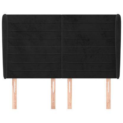 Testiera ad Orecchio Nera 147 x 23 x 118/128 cm in Velluto