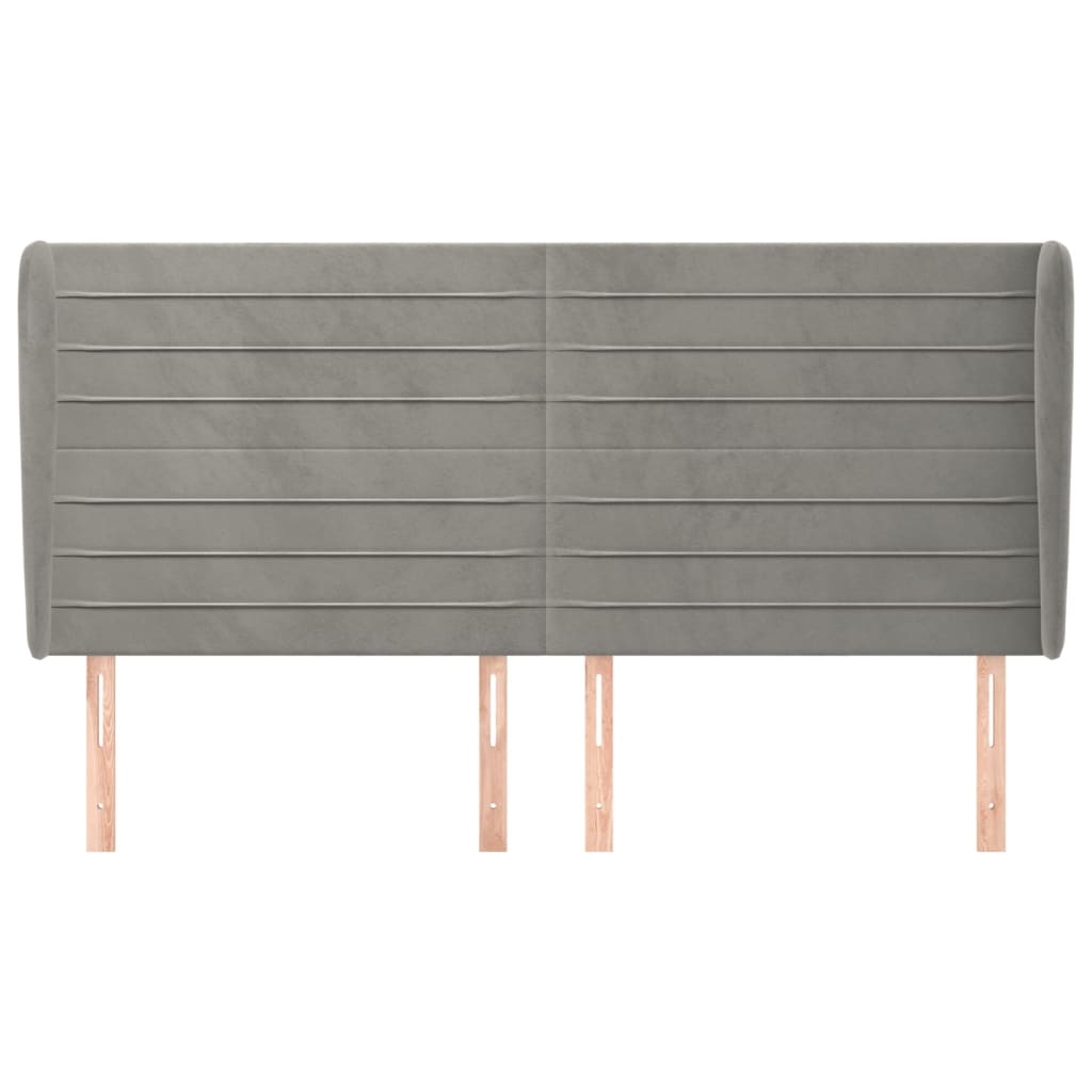 Testiera ad Orecchio Grigio Chiaro 203x23x118/128 cm in Velluto