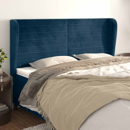 Testiera ad Orecchio Blu Scuro 203x23x118/128 cm in Velluto