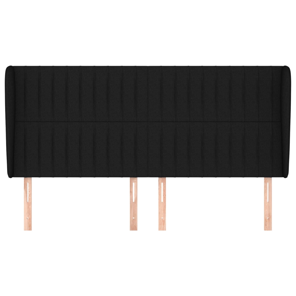 Testiera ad Orecchio Nera 163x23x118/128 cm in Tessuto