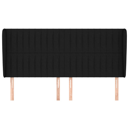 Testiera ad Orecchio Nera 163x23x118/128 cm in Tessuto