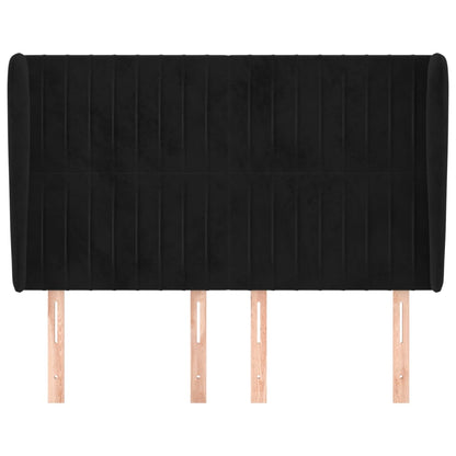 Testiera ad Orecchio Nera 147 x 23 x 118/128 cm in Velluto