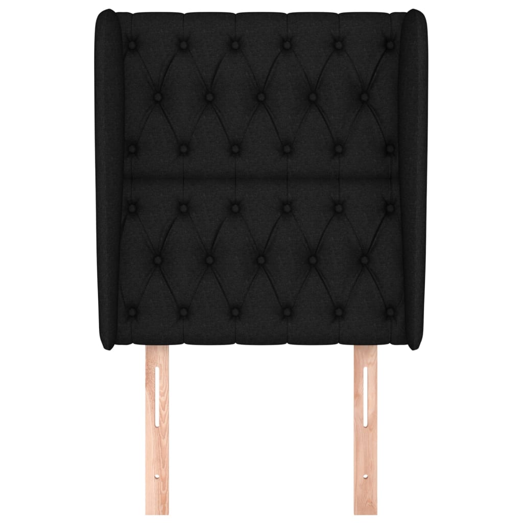 Testiera ad Orecchio Nera 83x23x118/128 cm in Tessuto