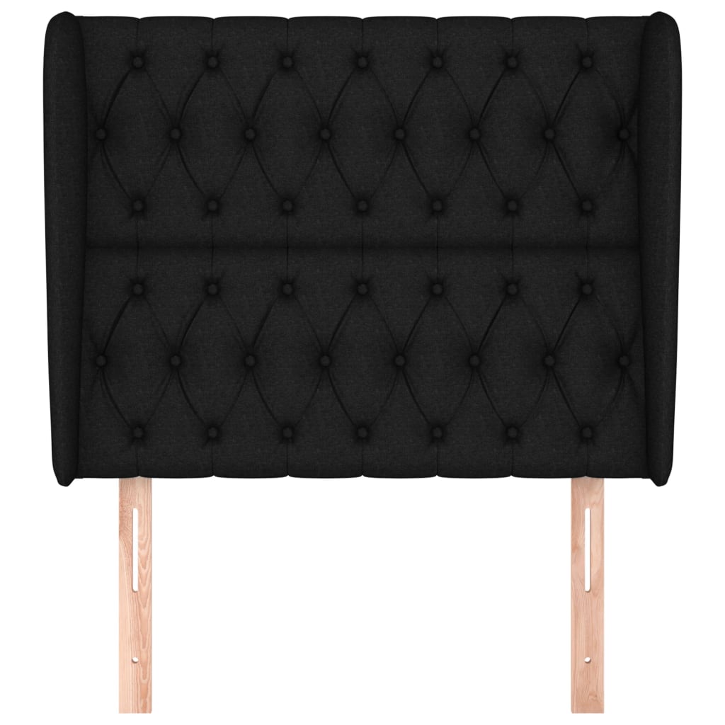 Testiera ad Orecchio Nera 103x23x118/128 cm in Tessuto