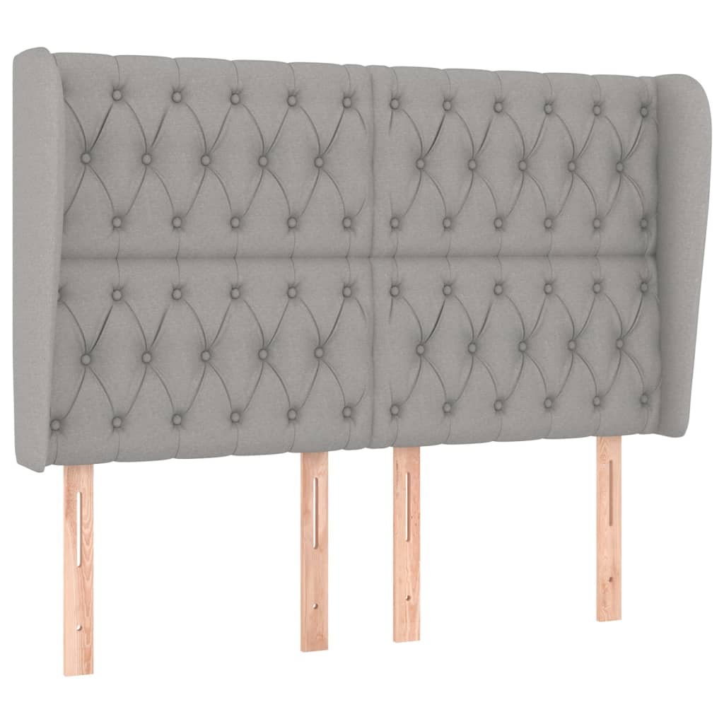 Testiera ad Orecchio Grigio Chiaro 147x23x118/128 cm in Tessuto