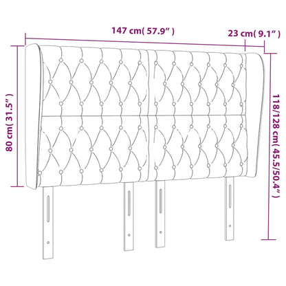 Testiera ad Orecchio Blu 147 x 23 x 118/128 cm in Tessuto