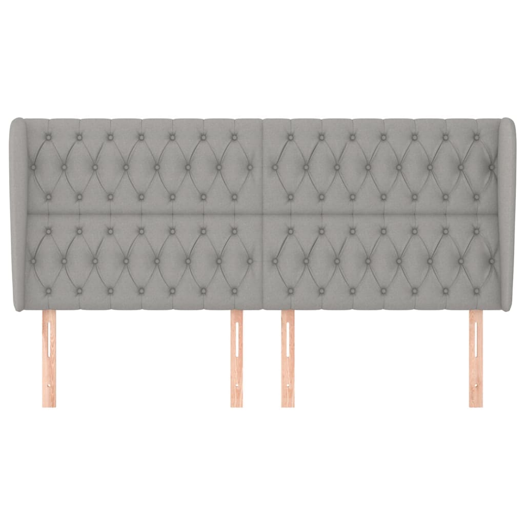 Testiera ad Orecchio Grigio Chiaro 183x23x118/128 cm in Tessuto