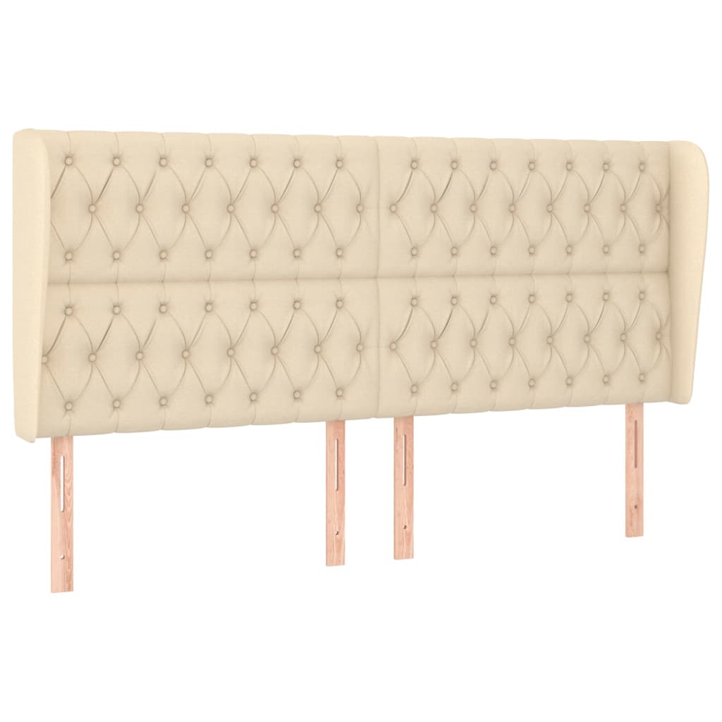 Testiera ad Orecchio Crema 183x23x118/128 cm in Tessuto
